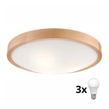 Brilagi - LED Плафониера CARVALHO SLIM 3xE27/60W/230V дъб Ø 47 см