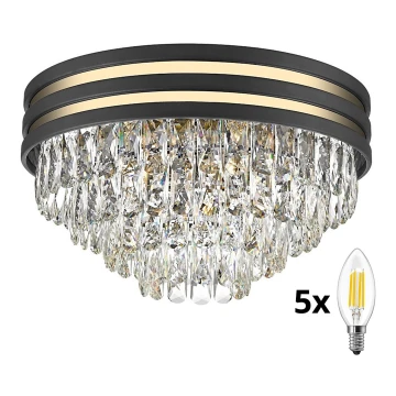 Brilagi - LED Кристален плафон VELURE 5xE14/40W/230V черен