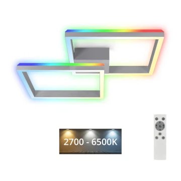 Brilo - LED RGBW Димируем полилей за повърхностен монтаж FRAME 2xLED/17W/230V 2700-6500K + дистанционно управление