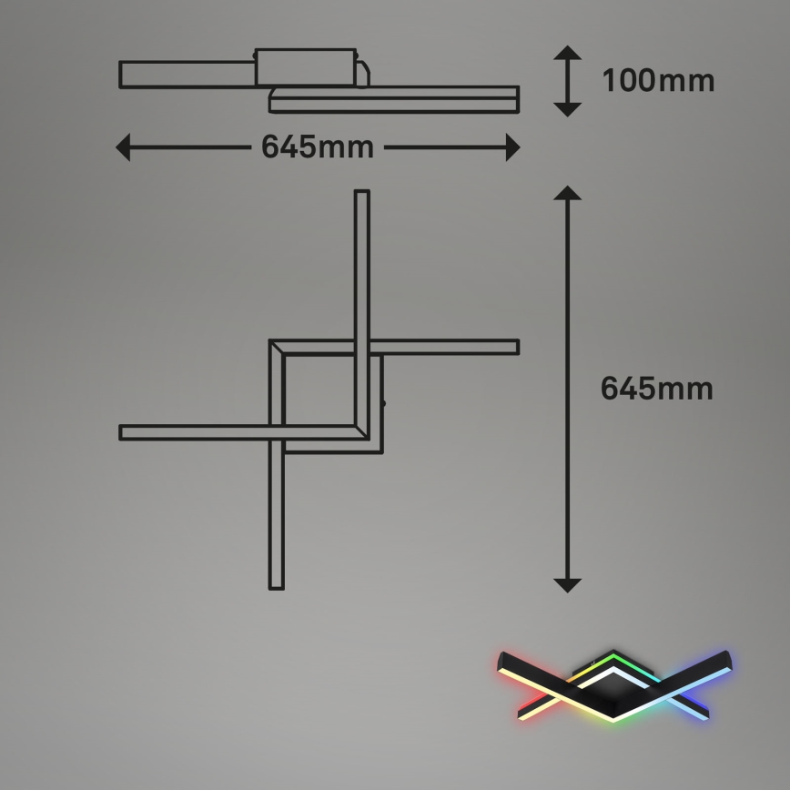 Brilo - LED RGBW Димируем полилей за повърхностен монтаж FRAME 2xLED/9W/230V 2700-6500K + дистанционно управление