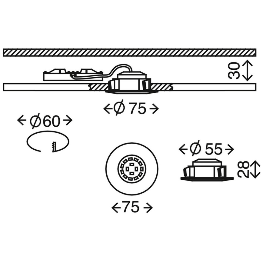 Briloner 7204-031 - К-кт 3x LED Лампа за вграждане в баня ATTACH LED/5W/230V IP44