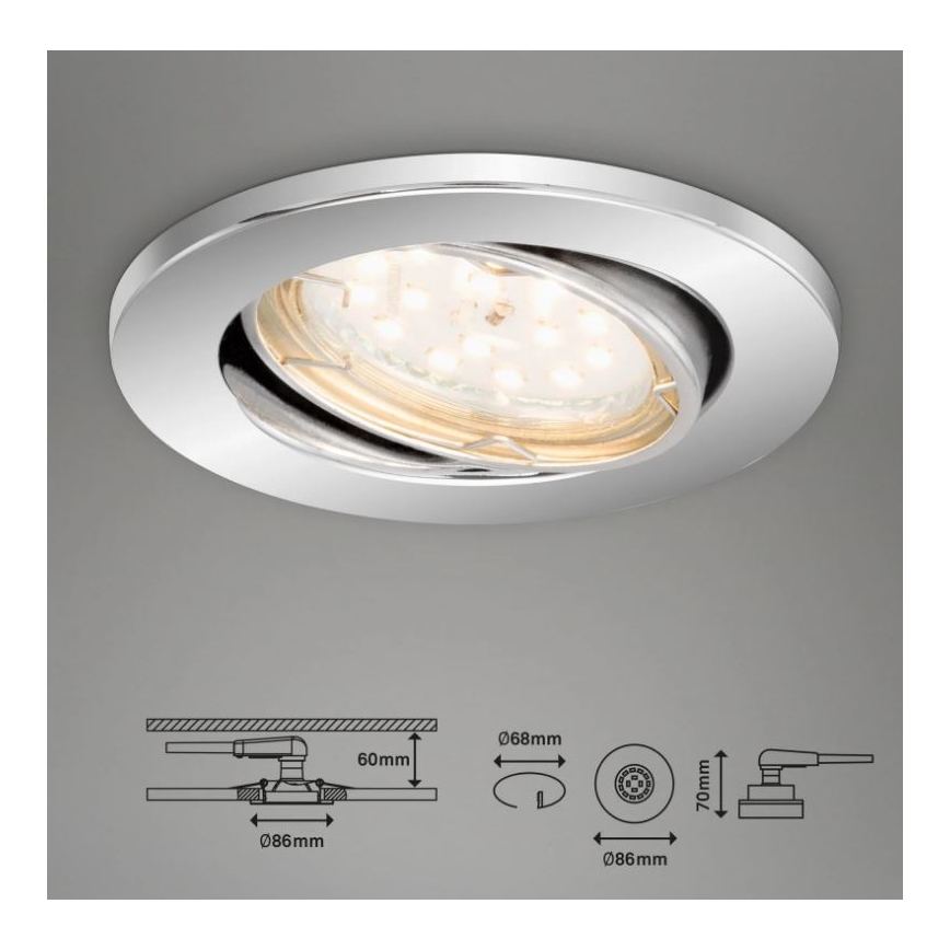 Briloner 7219-038 - К-кт 3x LED Димируема лампа за вграждане в баня 1xGU10/5W/230V IP23