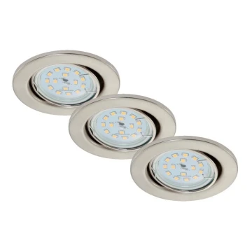 Briloner 7220-032 - К-кт 3бр. LED лунички за вграждане в баня FIT 1xGU10/5W/230V матов никел