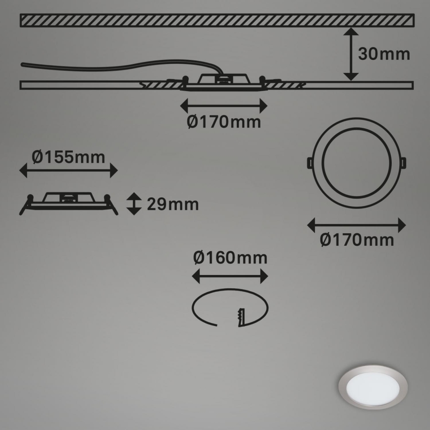 Briloner 7286-012 - LED Лампа за вграждане в баня LED/12W/230V IP44