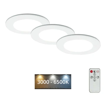 Briloner - К-кт 3x LED Димируема лампа за вграждане в баня LED/4,8W/230V 3000-6500K IP44 + дистанционно управление