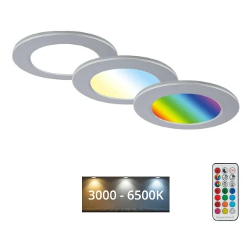 Briloner - К-кт 3x LED RGBW Димируема лампа за окачен таван на баня LED/4,8W/230V 3000-6500K IP65 + дистанционно управление