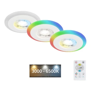 Briloner - К-кт 3x LED RGBW Димируема лампа за окачен таван на баня LED/5W/230V 3000-6500K IP44 + дистанционно управление