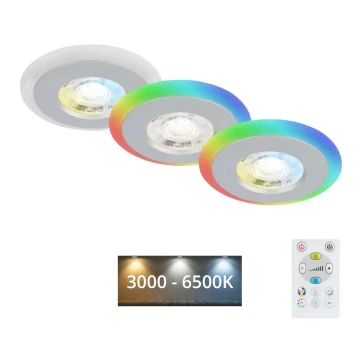 Briloner - К-кт 3x LED RGBW Димируема лампа за окачен таван на баня LED/5W/230V 3000-6500K IP44 + дистанционно управление