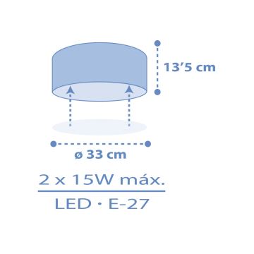 Dalber 42006T - Детска плафониера COLOR LIGHT 2xE27/15W/230V син