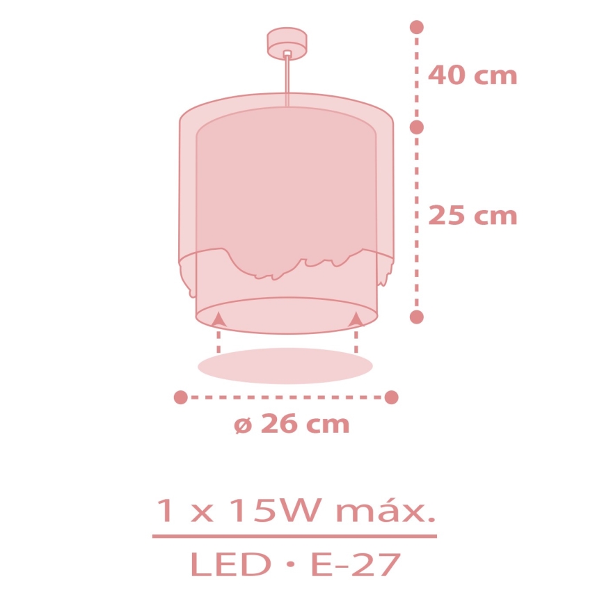 Dalber 61172S - Детски полилей WHALE DREAMS 1xE27/15W/230V розов