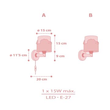 Dalber 61179S - Детски аплик WHALE DREAMS 1xE27/15W/230V розов