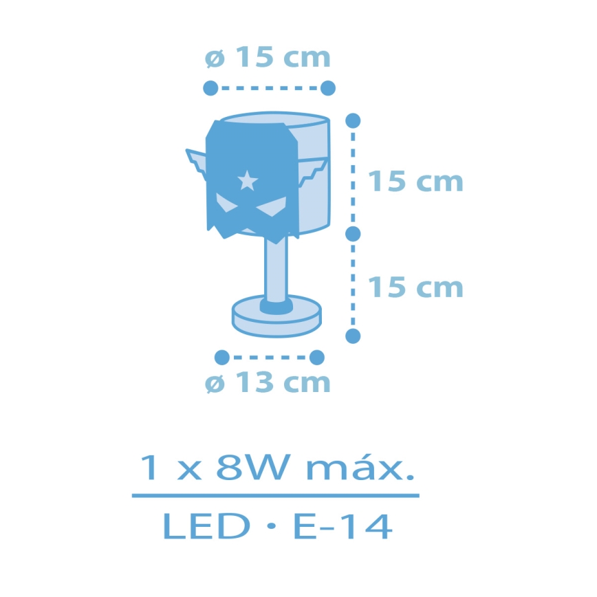 Dalber 61811 - Детска малка лампа СИН HERO 1xE14/8W/230V