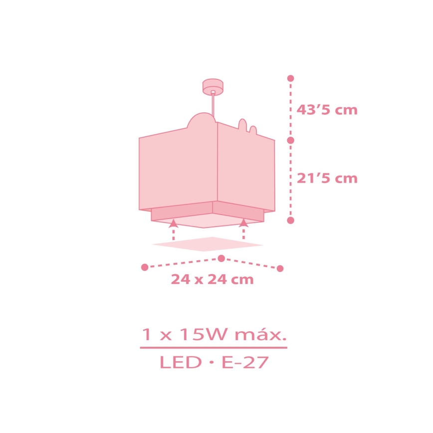 Dalber 63112S - Детски полилей JUNGLE 1xE27/15W/230V розов