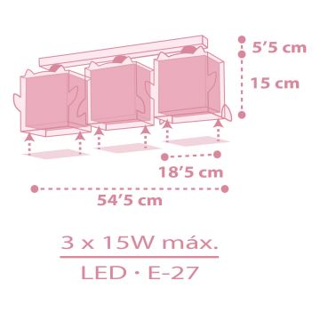 Dalber 64483 - Детска плафониера LITTLE FRIENDS 3xE27/15W/230V