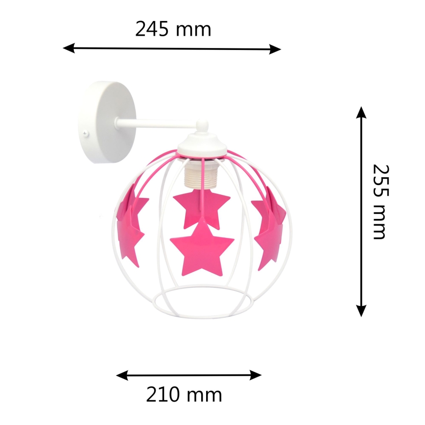 Детски аплик STARS 1xE27/15W/230V розов/бял