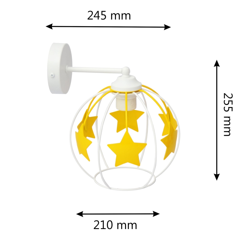 Детски аплик STARS 1xE27/15W/230V жълти/бял