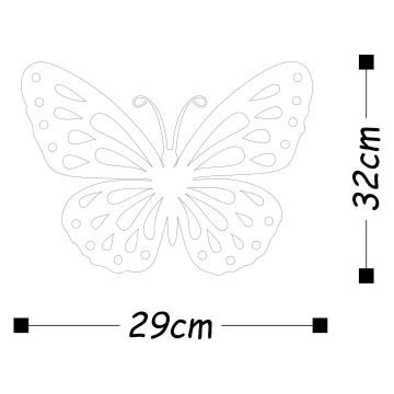 Декорация за стена 32x29 см пеперуда метал