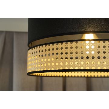 Duolla - Полилей за повърхностен монтаж DOUBLE RATTAN 1xE27/15W/230V черен/бежов