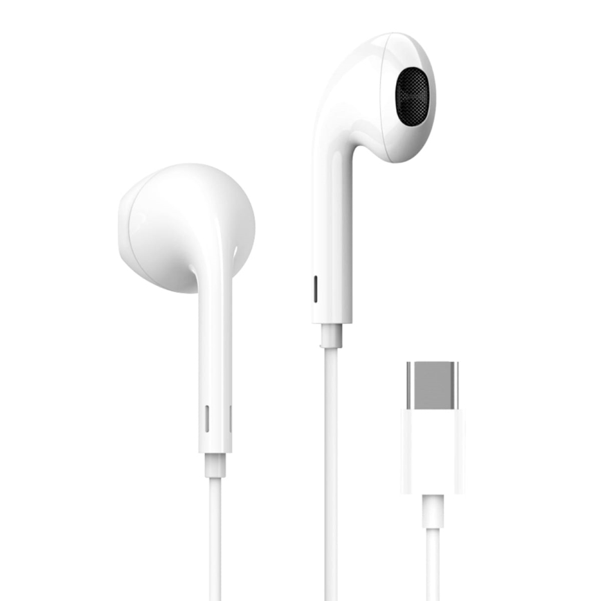 Earphones с microphone USB-C бял