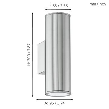 Eglo 33582 - LED RGBW Димируем екстериорен wall осветление RIGA 2xGU10/5W/230V IP44