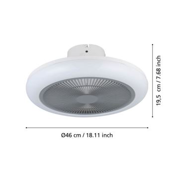 Eglo - LED Димируем таванен вентилатор LED/25,5W/230V сив + дистанционно