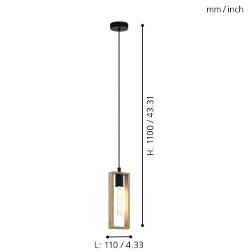 Eglo - Пендел 1xE27/60W/230V - FSC сертифицирано