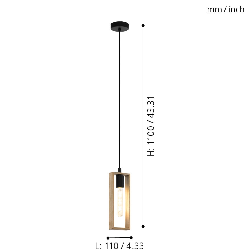 Eglo - Пендел 1xE27/60W/230V - FSC сертифицирано