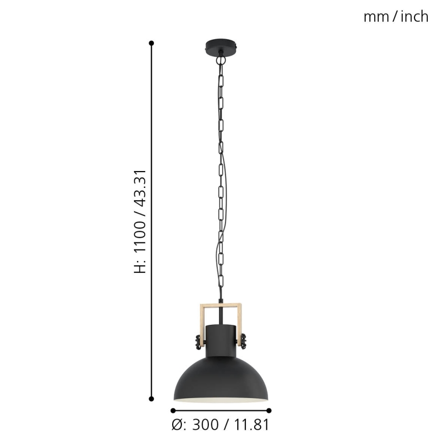 Eglo - Пендел 1xE27/28W/230V - FSC сертифицирано