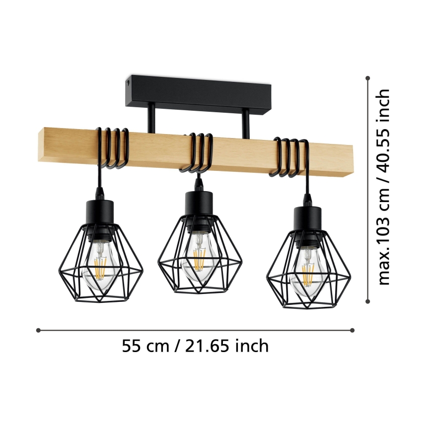 Eglo - Полилей за повърхностен монтаж 3xE27/60W/230V - FSC сертифицирано