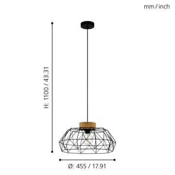 Eglo - Пендел 1xE27/60W/230V - FSC сертифицирано