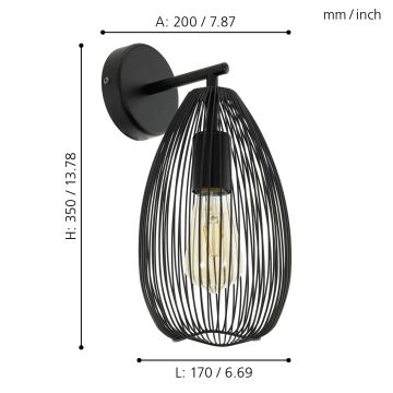 Eglo - Стенна лампа 1xE27/60W/230V