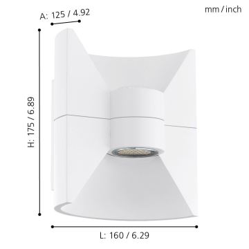 Eglo 93367 - LED Екстериорна Стенна лампа REDONDO бяла 2xLED-SMD/2,5W/230V IP44