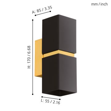 Eglo - LED Стенна лампа 2xGU10-LED/4W/230V