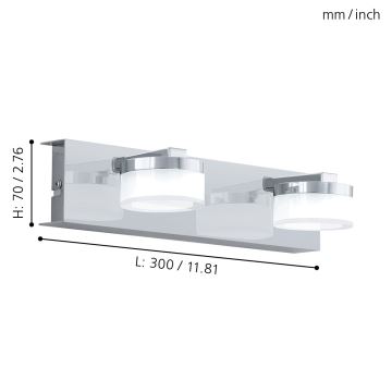 Eglo - LED Димируем аплик за баня 2xLED/7,2W/ IP44