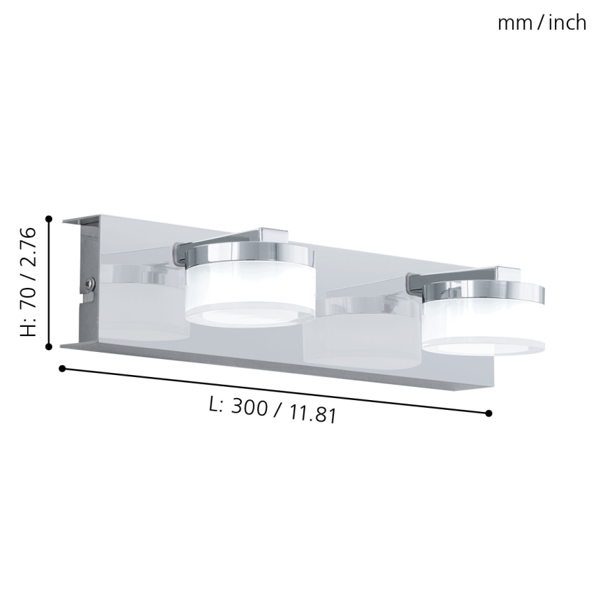 Eglo - LED Димируем аплик за баня 2xLED/7,2W/ IP44