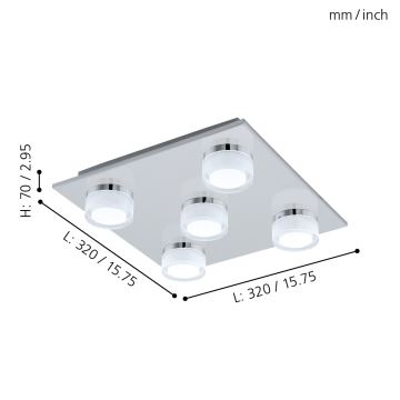 Eglo - LED Димируем плафон за баня 5xLED/7,2W/ IP44