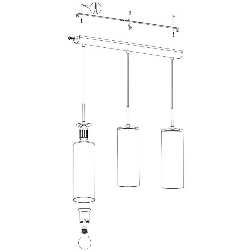 Eglo - Полилей на въже 3xE27/15W/230V