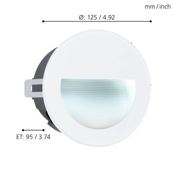 Eglo - LED Екстериорна лампа за вграждане LED/2,5W/230V IP65 бяла