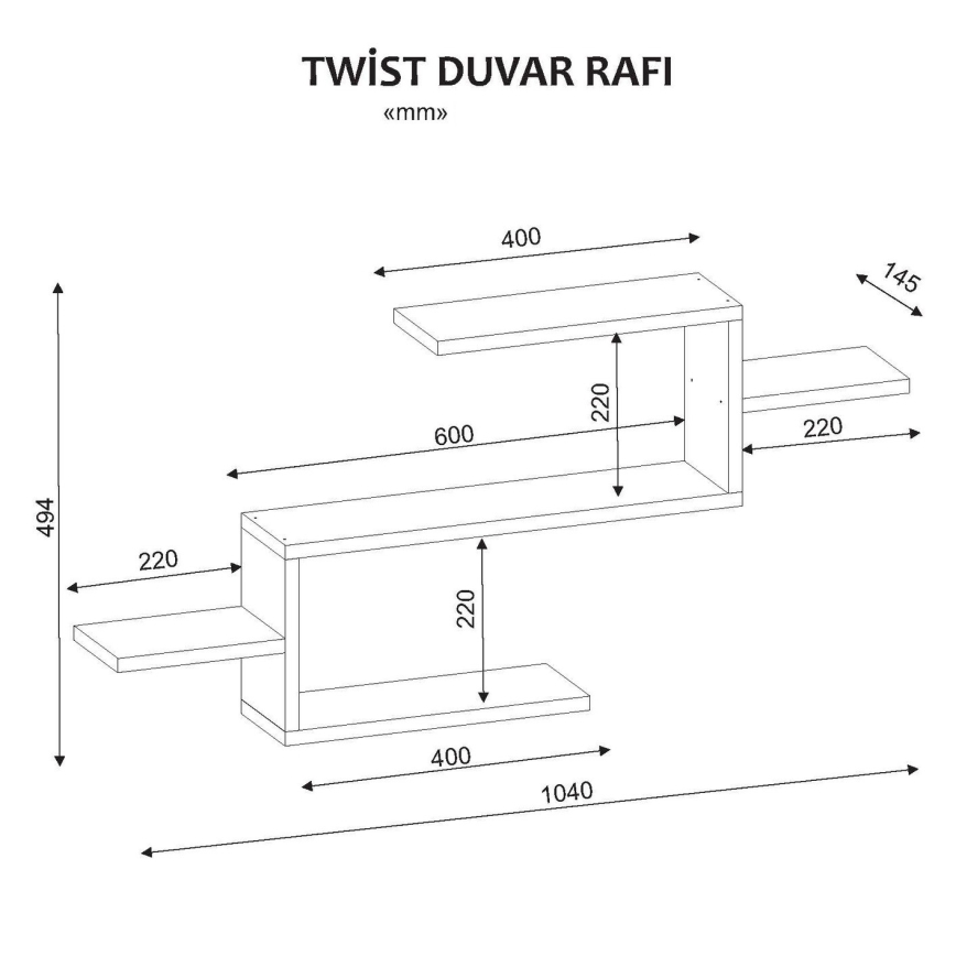 Етажерка TWIST 49,4x104 cм бяла