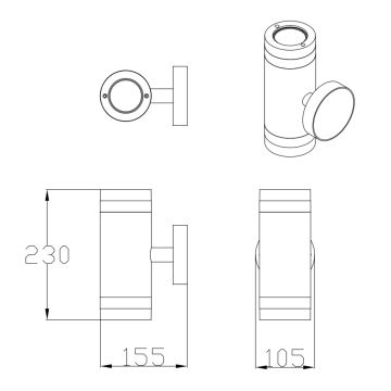 Екстериорен аплик RINO 2xGU10/12W/230V IP54 черен