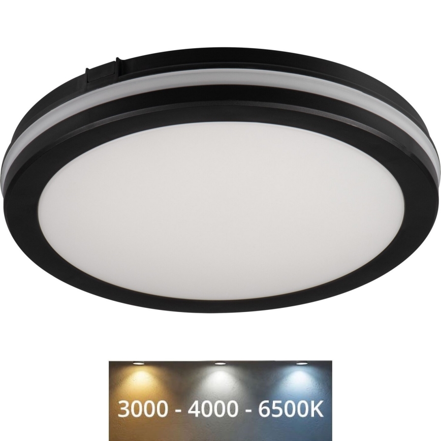 Екстериорна LED лампа за таван BENO ECO LED/12W/230V 3000/4000/6500K Ø 20 см IP65 черен