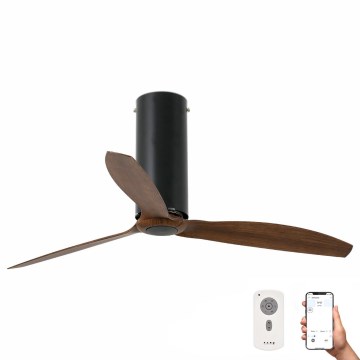 FARO 32037WP - Таванен вентилатор TUBE FAN черен/кафяв д. 128 см SMART + дистанционно управление