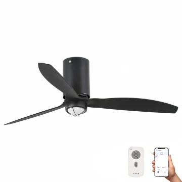 FARO 32043WP-10 - LED Таванен вентилатор MINI TUBE FAN LED/16W/230V Wi-Fi черен + дистанционно управление