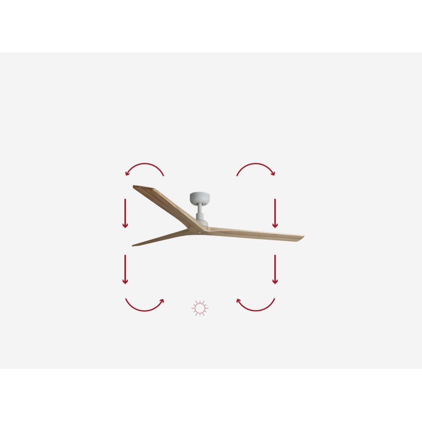 FARO 34279WP - Вентилатор за таван KLIM L дърво/бял Ø 150 см + дистанционно управление