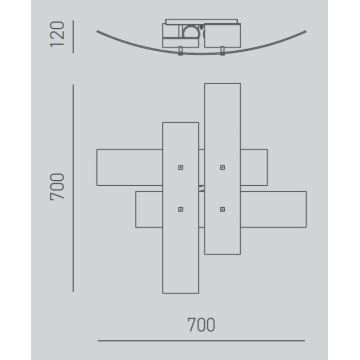 Gea Luce LARA P M arg - Плафон LARA 2xE27/70W/230V 70 см сребрист