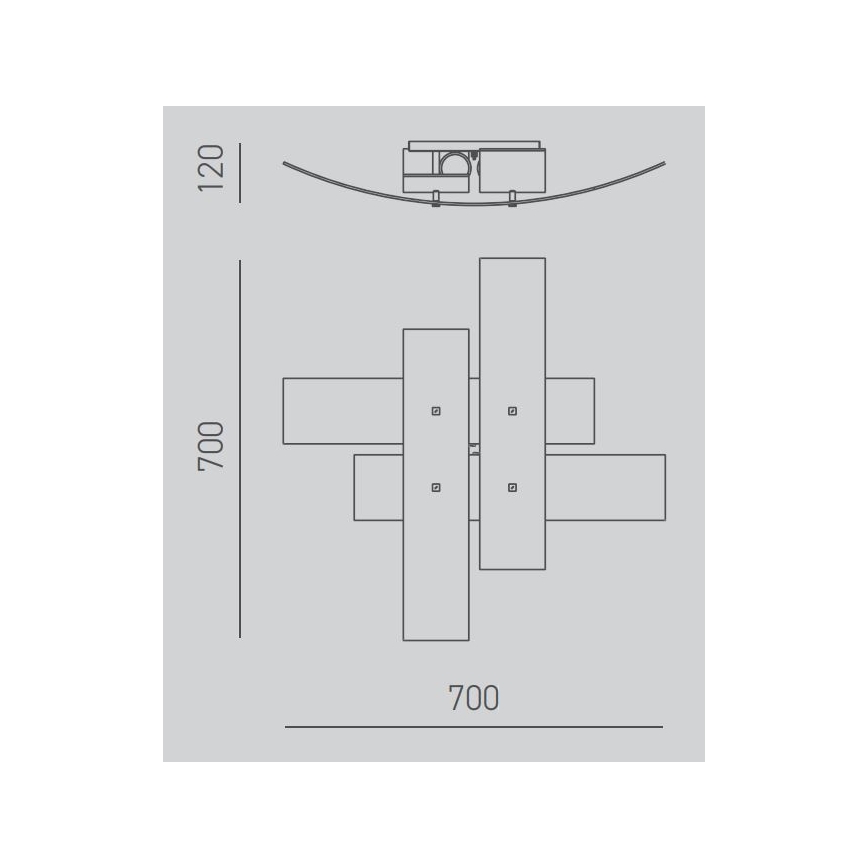 Gea Luce LARA P M arg - Плафон LARA 2xE27/70W/230V 70 см сребрист