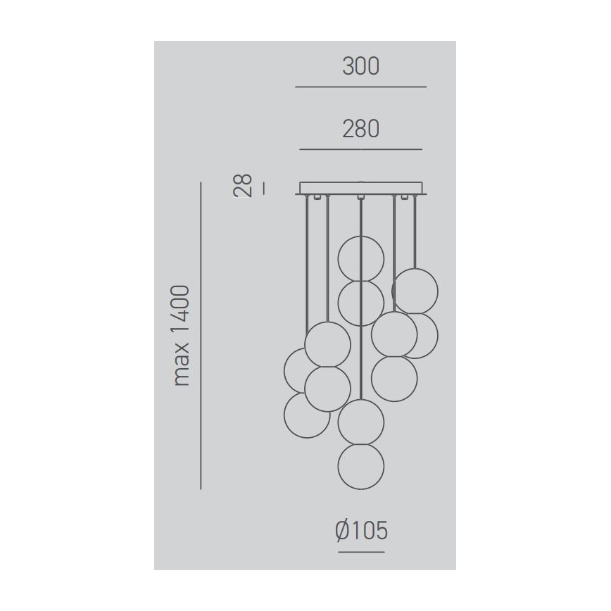 Gea Luce SFERA S6 G - Пендел SFERA 6xG9/28W/230V