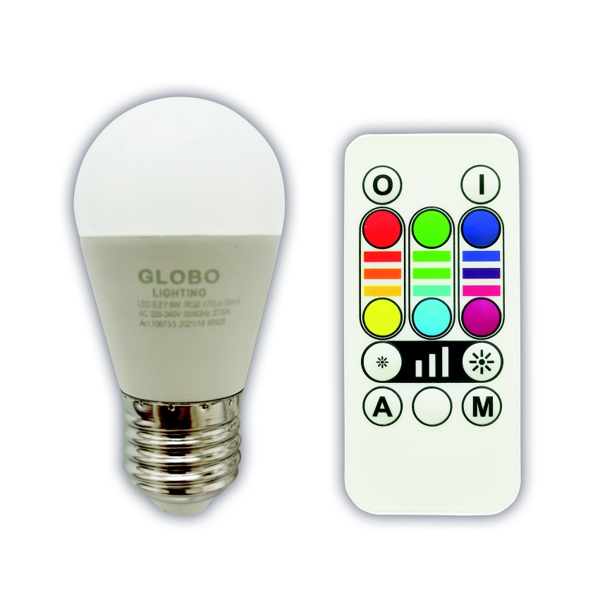 Globo - LED RGBW Димируема крушка E27/6W/230V 3000K + дистанционно управление