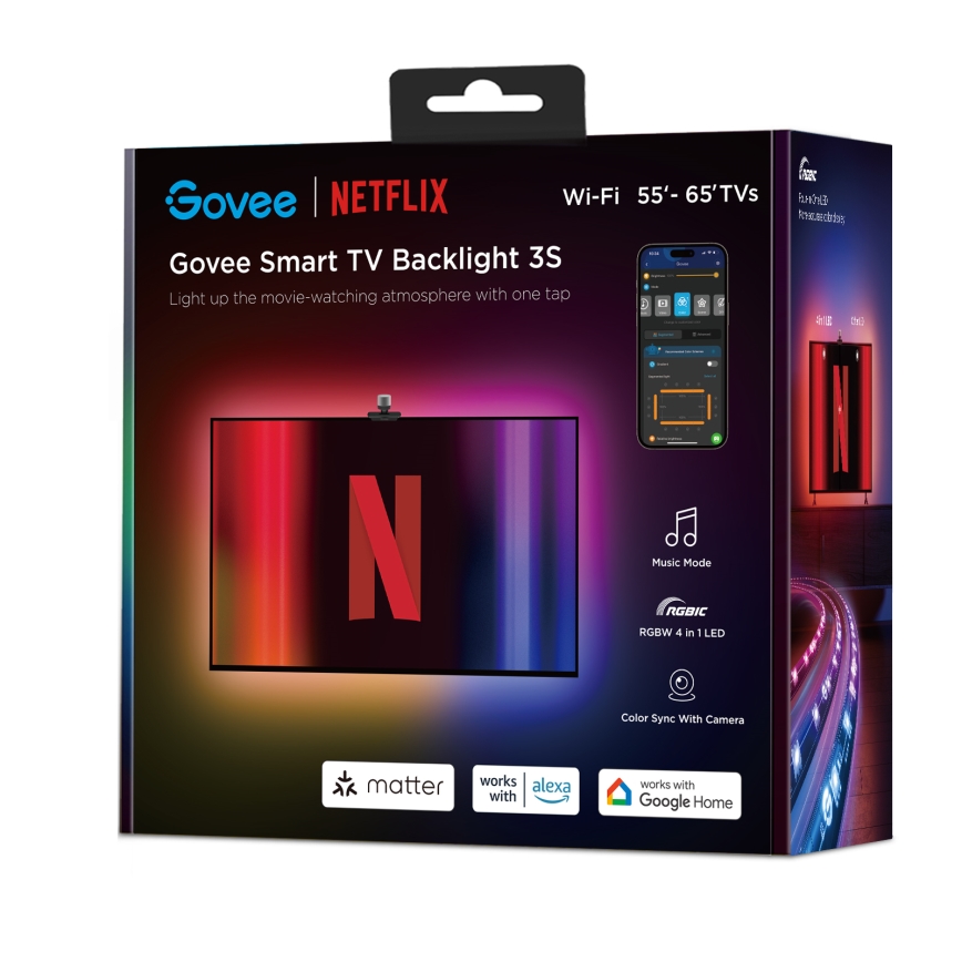 Govee - Backlight 3S Netflix TV 55-65" SMART LED подсветка RGBICW Wi-Fi + дистанционно управление