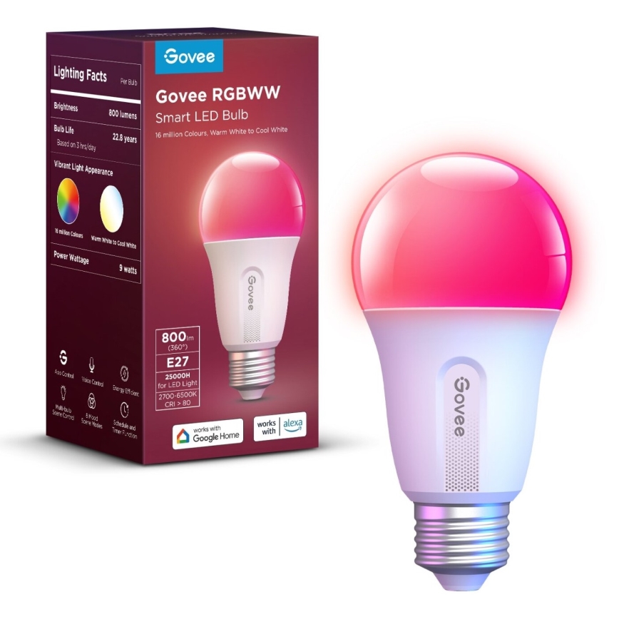 Govee - LED RGBWW Крушка Smart E27/9W/230V 2700-6500K Wi-Fi